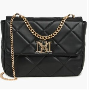 Badgley Mischka Black Quilted Crossbody with Gold Chain